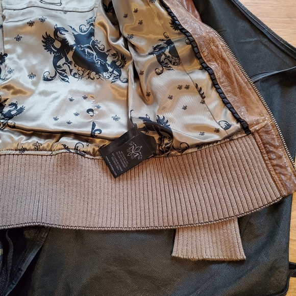 Mackage "Nev" Leather Bomber in Cognac - Picture 8 of 16